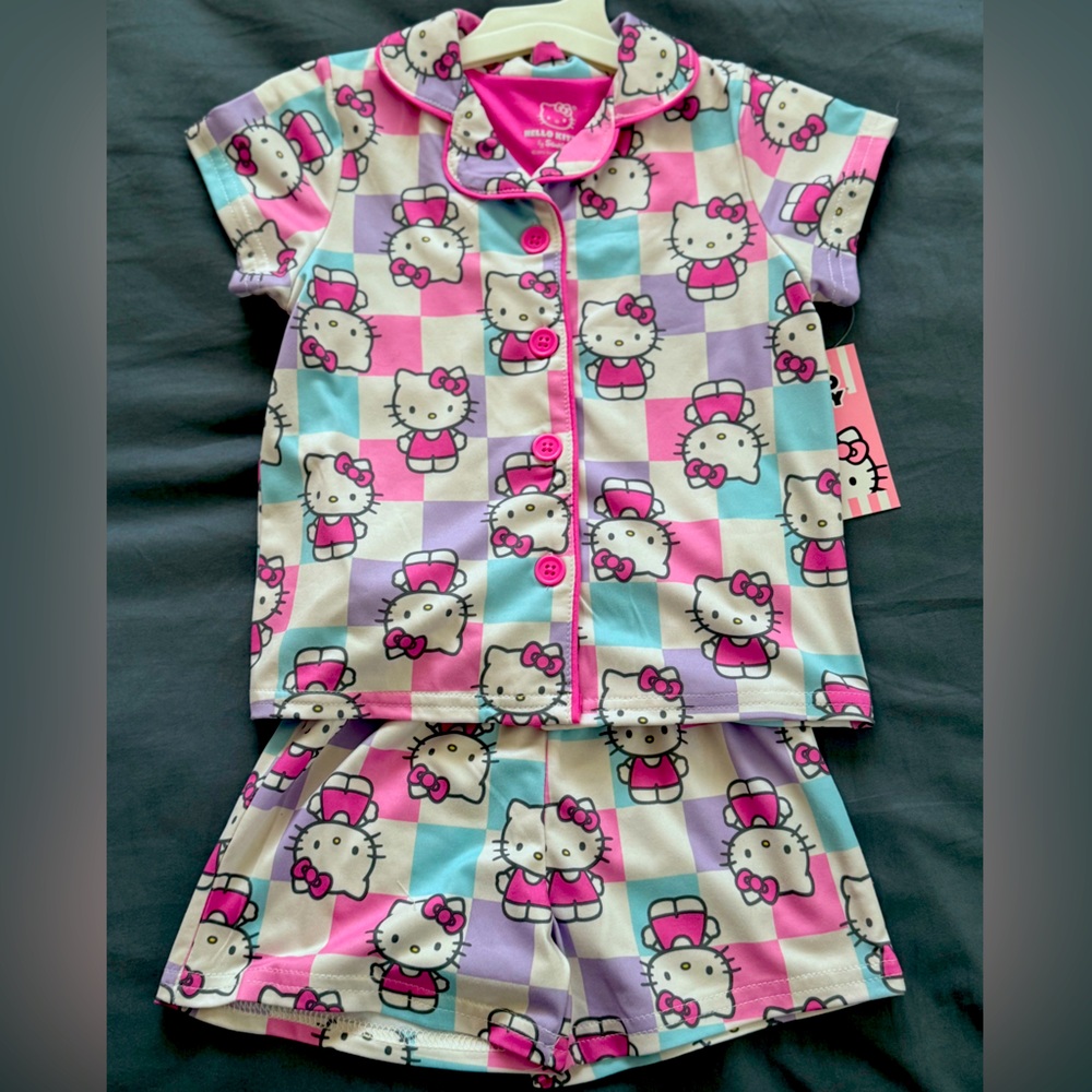 Hello Kitty Pink and Blue Kids Pajama Set